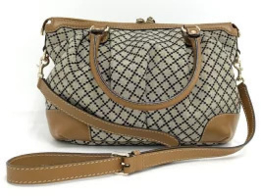 Gucci brown beige Diamante bag shoulder canvas leather